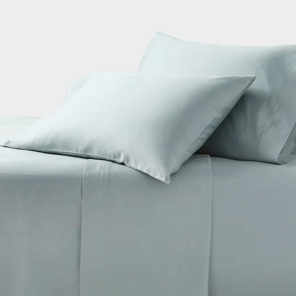 New Hotel Egyptian Cotton King Misty Blue Bedding Flat Sheet, 400 TC